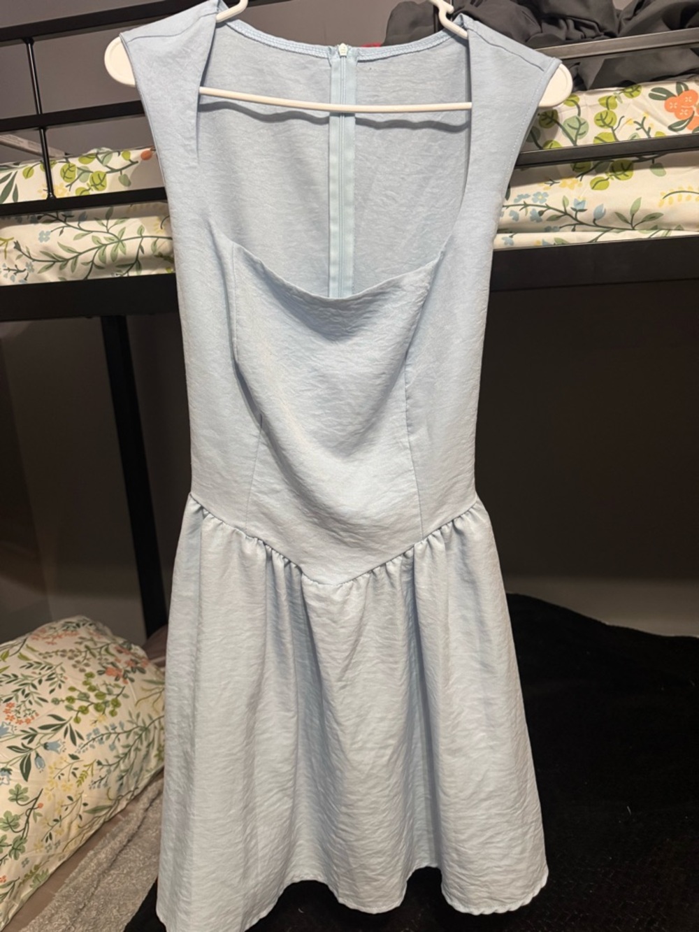 Light Blue Sleeveless Mini Dress with Fit-and-Flare Skirt